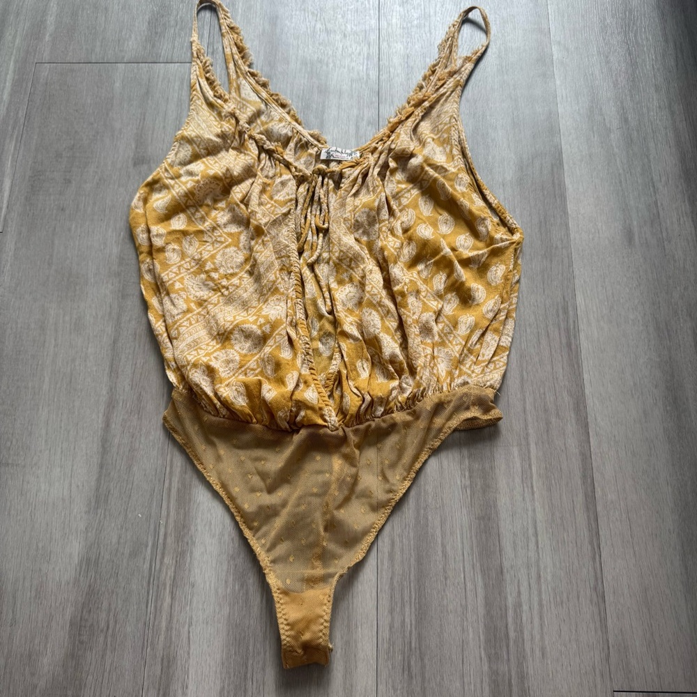Intimately Free People "Bare it All" bodysuit in sunshine paisley combo